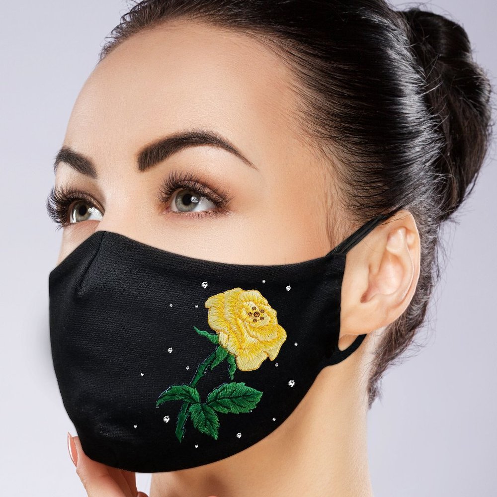 Rose Face Mask with Filter Pocket